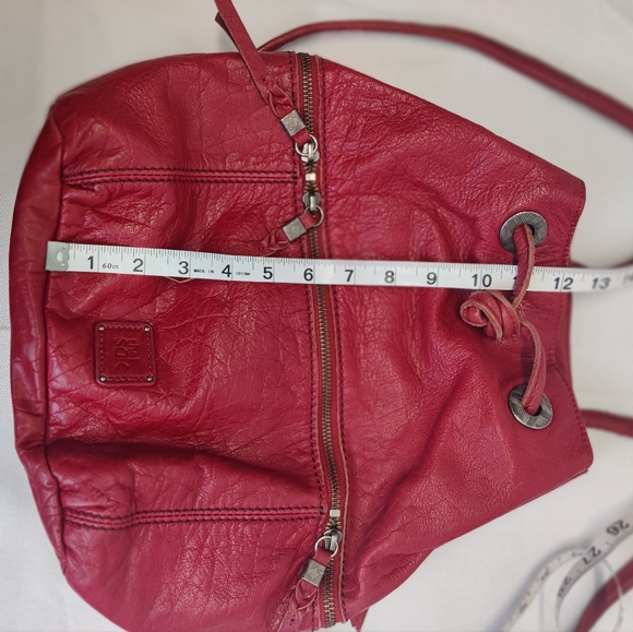 The Sak Red Leather Boho Hobo Backpack Tote Drawstring Purse Tons of Pockets - Picture 14 of 16